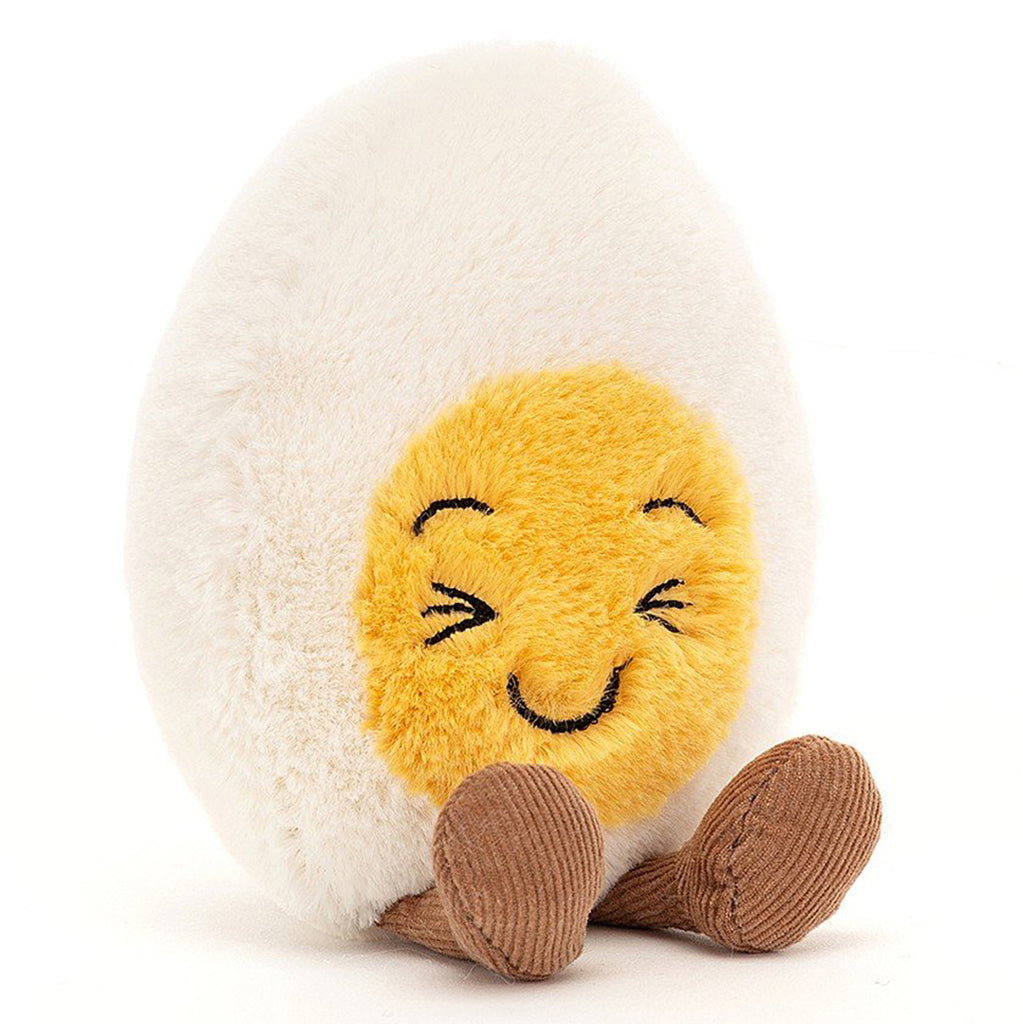 Jellycat Laughing Boiled Egg Children's Stuffed Figure Toys white yellow oak face grinning
