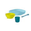 Béaba Silicone Children's Suction Bottom & No-Slip Meal Set in Blue and Yellow