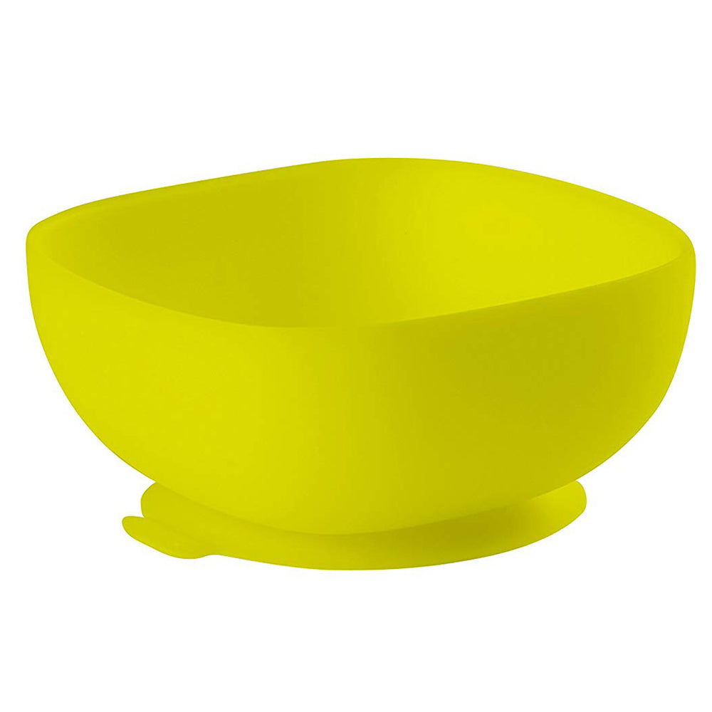 Béaba Silicone Children's Suction Bottom Bowl in neon light green yellow 