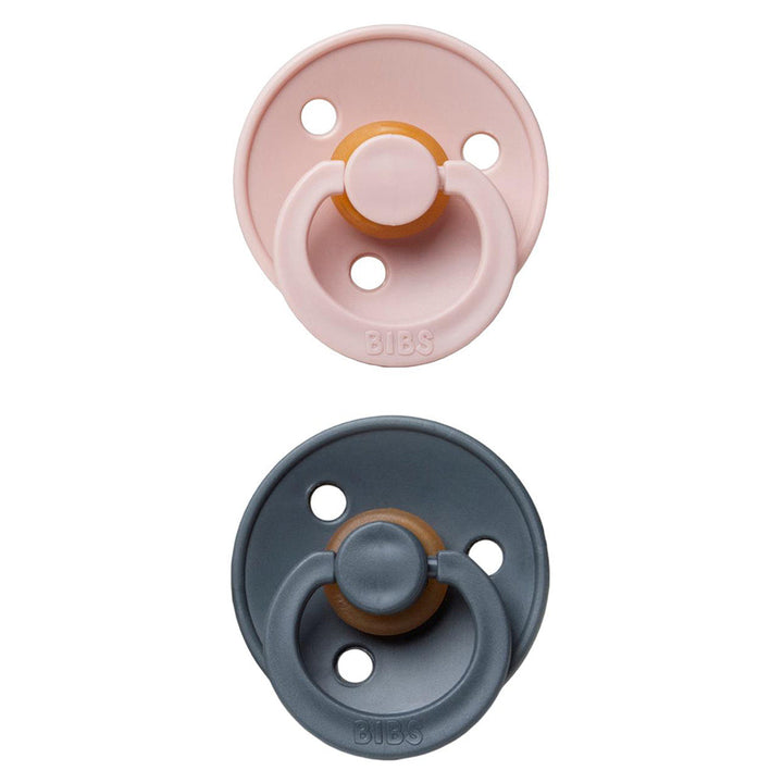 Soft tones BIBS Pacifier Colour Collection 2 Pack Blush & Iron, perfect newborn pacifier set.