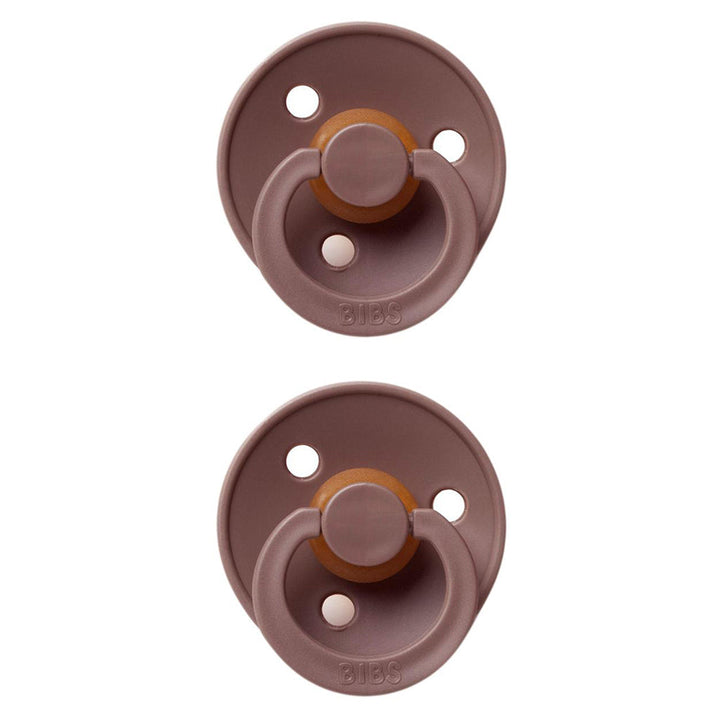 Rich brown BIBS Pacifier Colour Collection 2 Pack Chestnut, classic pacifiers for newborns.