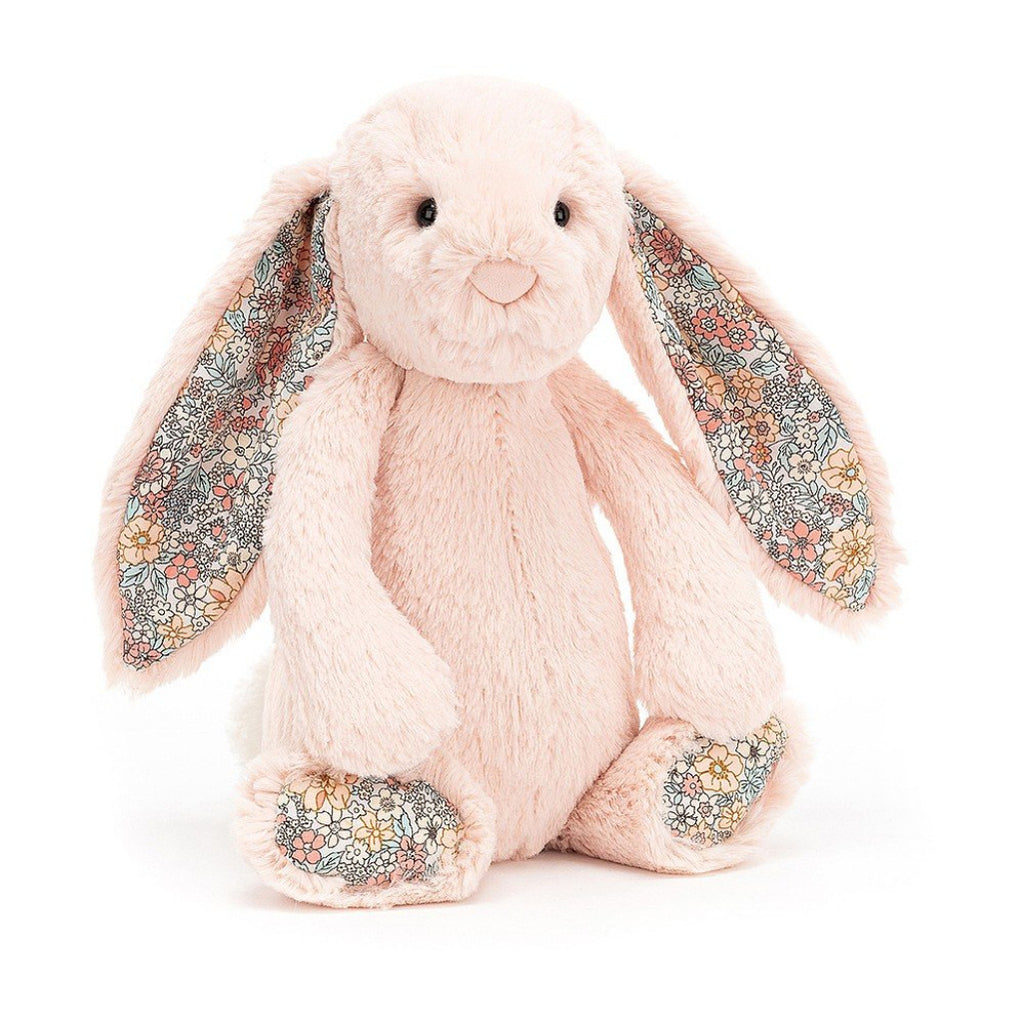 Jellycat Medium Blush Blossom Bunny Children's Stuffed Animal Toy light pink