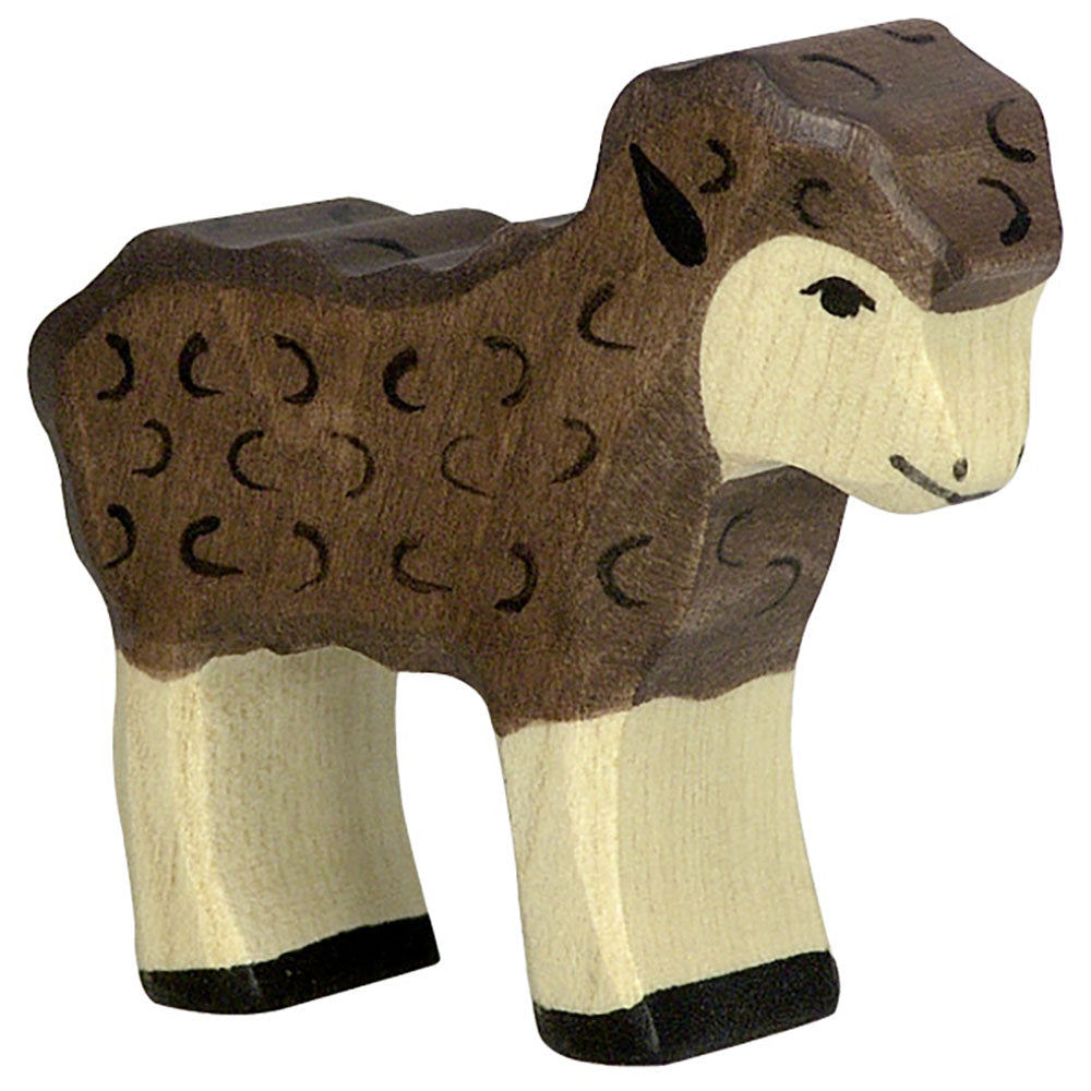 wooden animal baby lamb black sheep