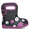 BOGS Classic Patterns Baby Waterproof Boots dark gray sketched dots pink white 