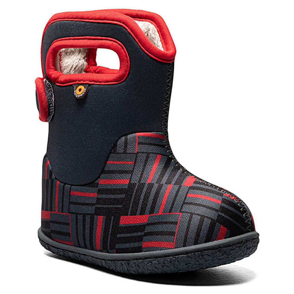 BOGS Phaser Dark Grey and Red Multi Baby Waterproof Snow Boots