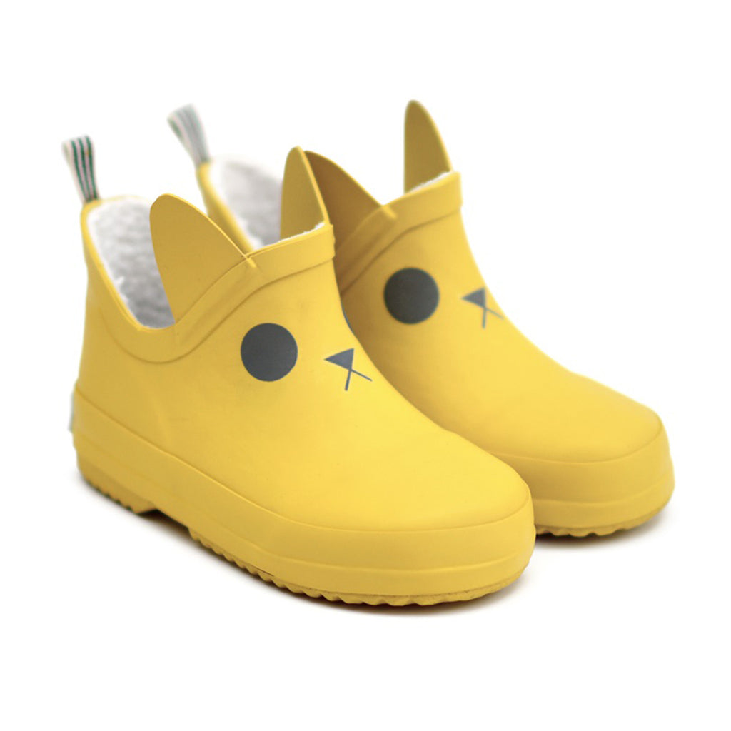 Boxbo Yellow Kerran Rain Boots Children's Shoes with Cat Face
