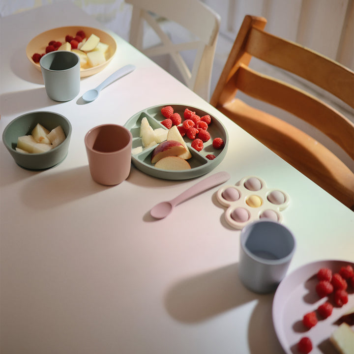 Mushie Silicone Spoons Spoon Set the ideal feeding companion for babies featuring ergonomic handles for easy grip