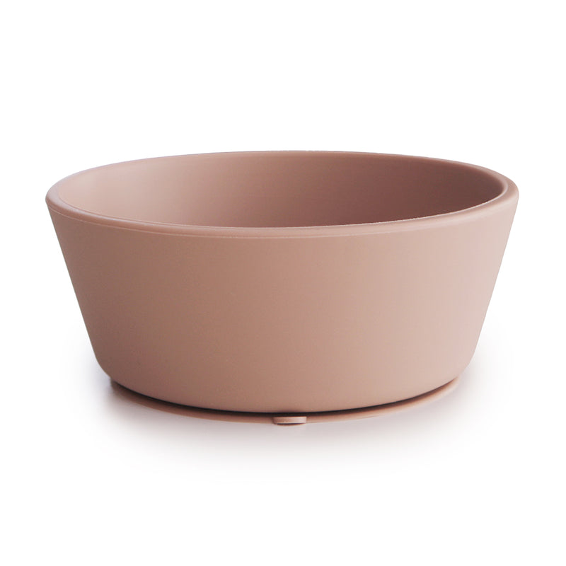 Mushie Suction Silicone Bowls in Blush featuring a soft pink tone this bowl suctions to the table for a stress-free feeding experience