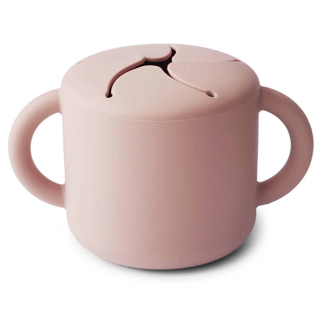 Mushie Silicone Snack Cup in Blush a charming soft pink perfect for young toddlers