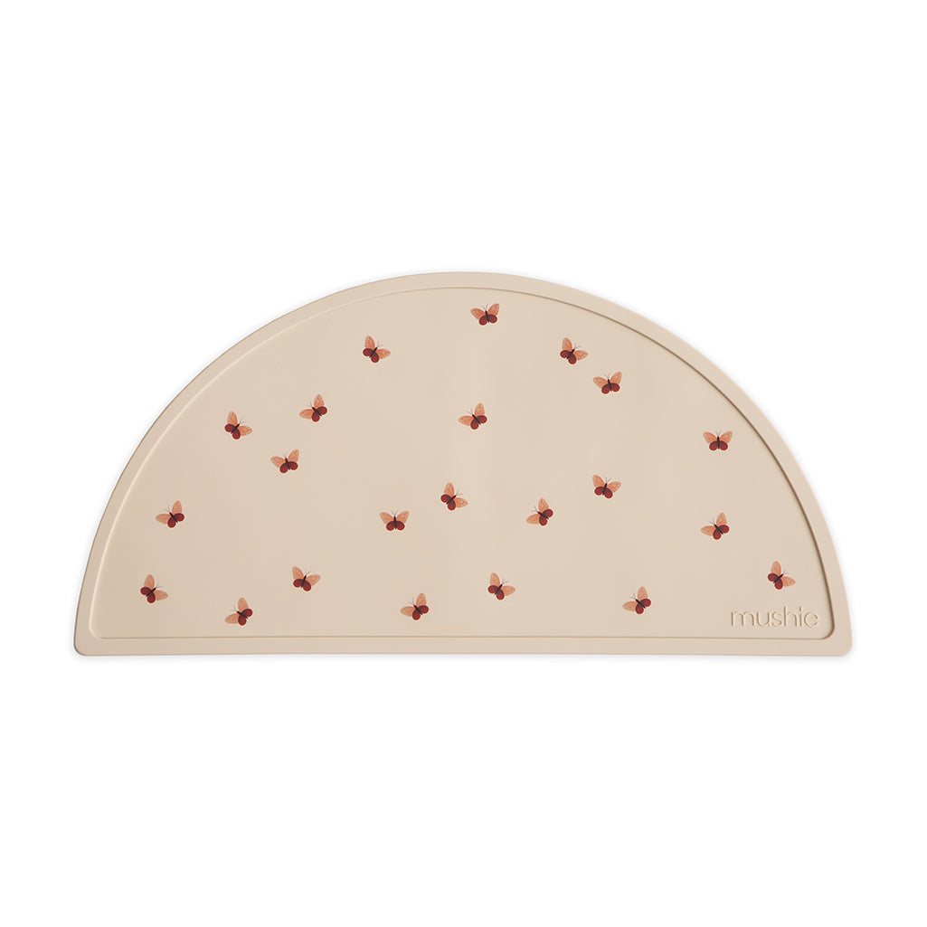 Mushie Silicon Placemat in Butterfly Delicate butterfly patterns creating a whimsical vibe at mealtime