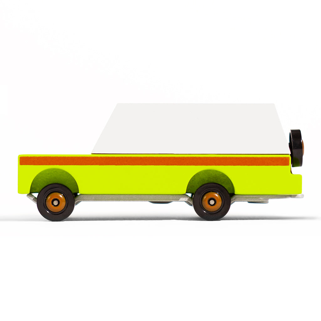 Side of the Candylab Everglades mule car, sleek wooden design for adventure.