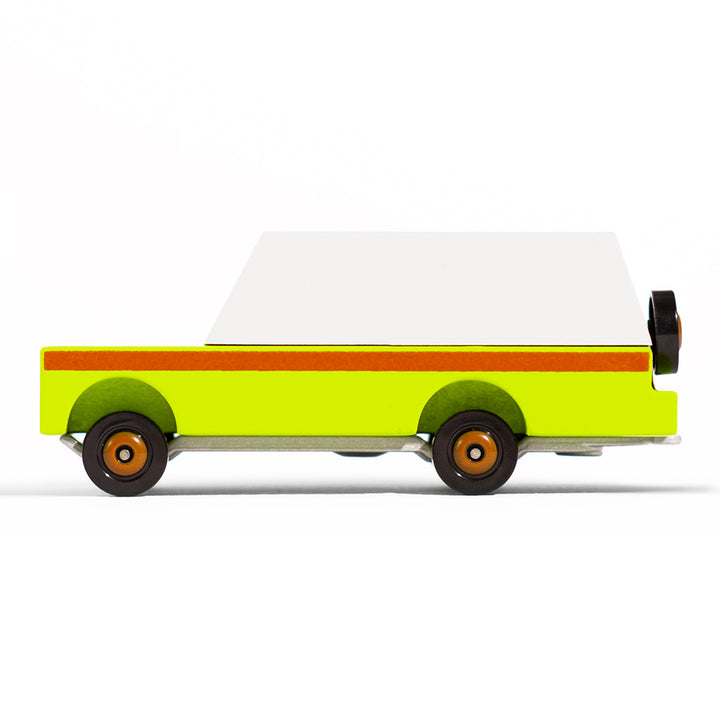 Side of the Candylab Everglades mule car, sleek wooden design for adventure.