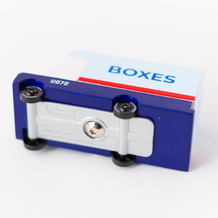 Bottom view of the Candylab mail van toy, highlighting handcrafted wood details.