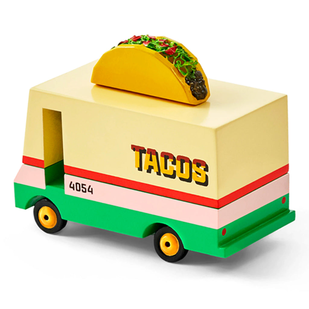 Side of Candylab Toys Taco Van Kid's Wooden Food Truck Toy