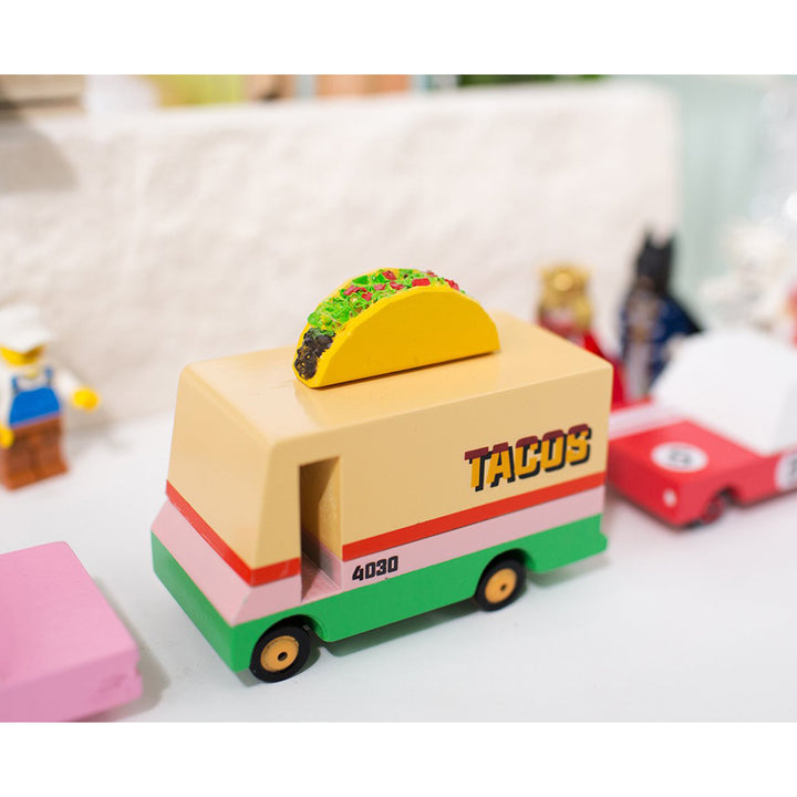 Candylab Toys Taco Van in a playset, creating a fun-filled food truck experience for children