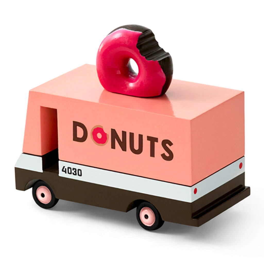 Candylab pink donut van a playful wooden toy truck designed for imaginative pretend play