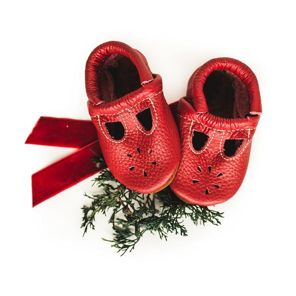 Starry Night Red T-Strap Kids Shoes