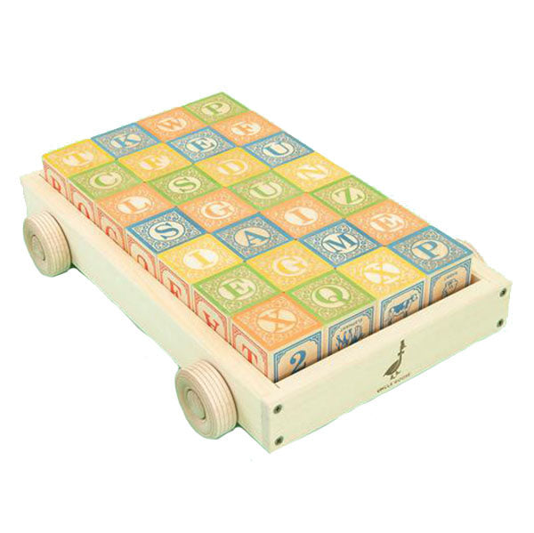 Uncle Goose Classic ABC's with Wagon Children's Wooden Block Set