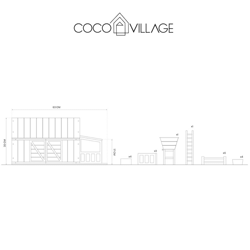 Coco Village dollhouse, wooden farm toys for children