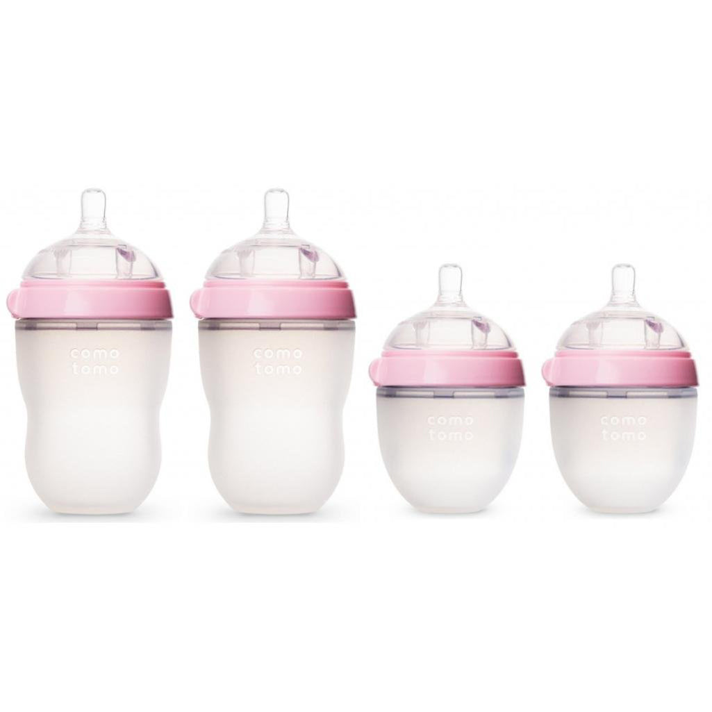 Comotomo 5oz + 8oz 4-pack pink baby bottles for infants