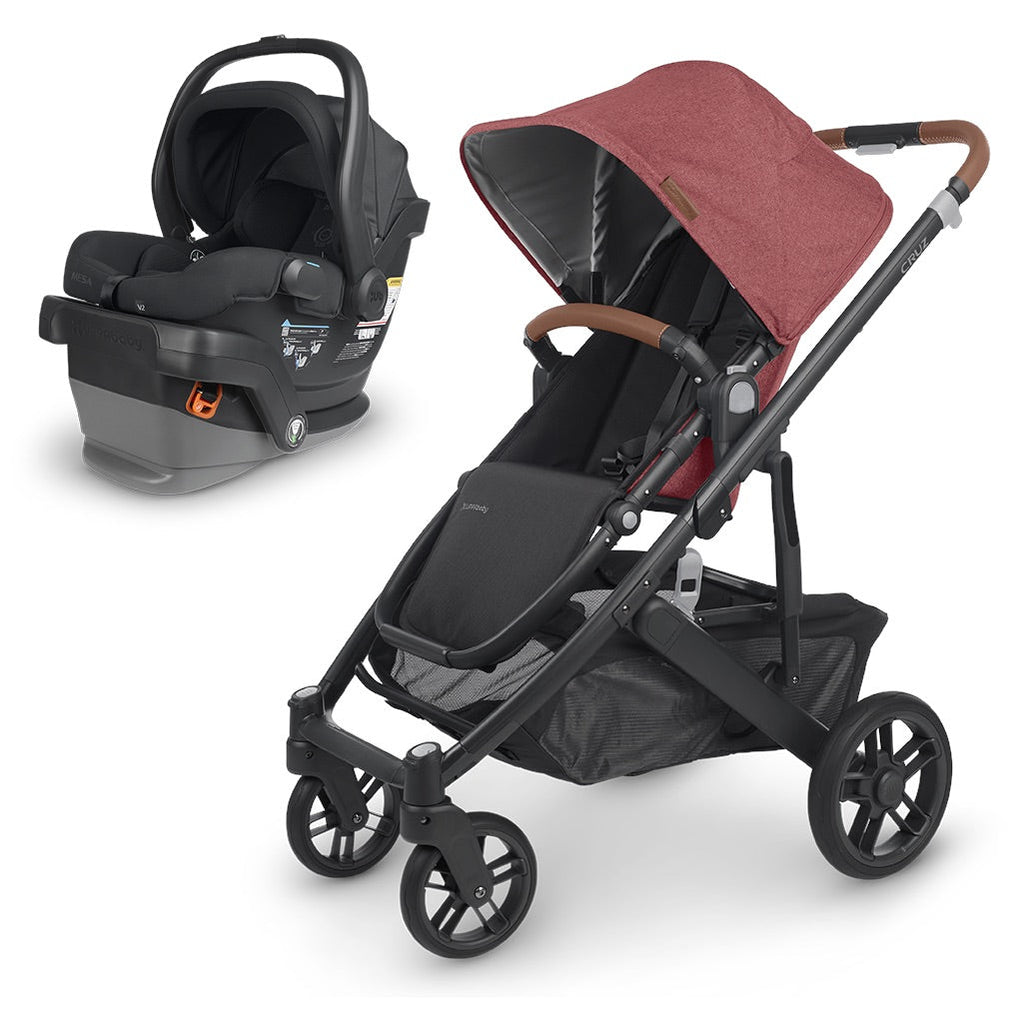 UPPAbaby Lucy Red CRUZ V2 Stroller & MESA V2 Infant Car Seat Set