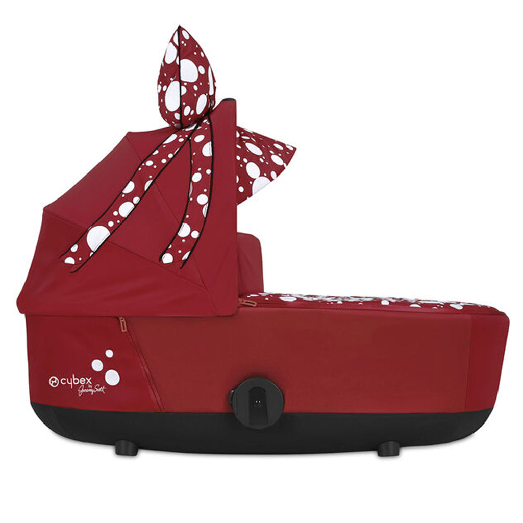 lifestyle_4, Cybex Petticoat Red Mios Lux Carry Cot Child Stroller Travel System white polkadots and bow