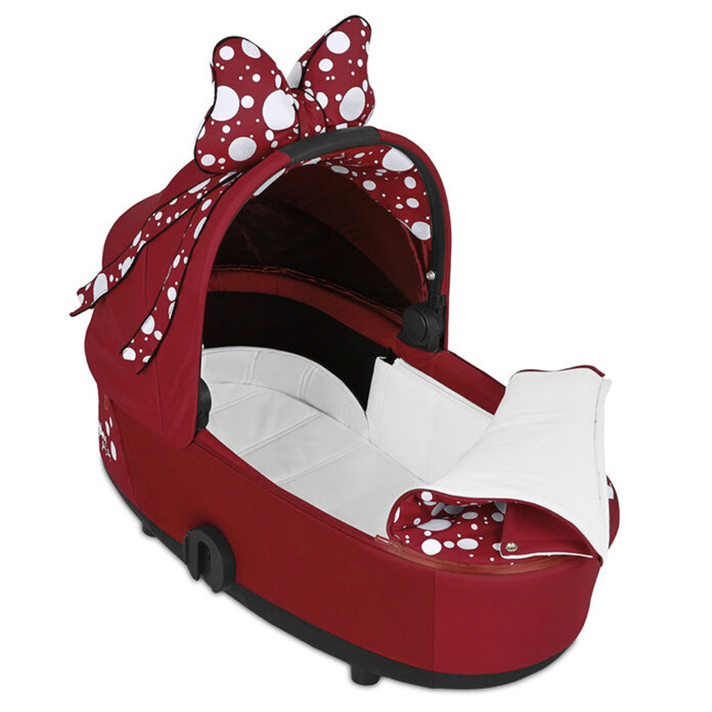 lifestyle_2, Cybex Petticoat Red Mios Lux Carry Cot Child Stroller Travel System white polkadots and bow