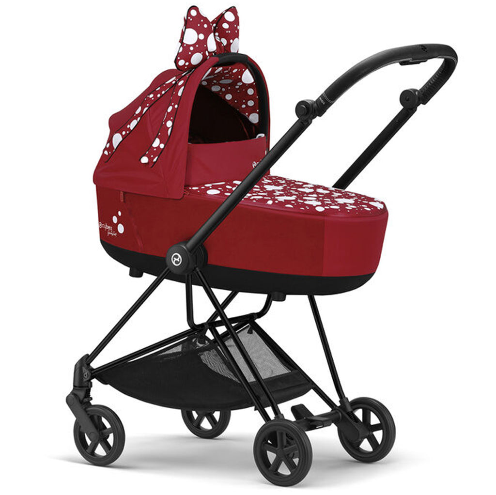 lifestyle_5, Cybex Petticoat Red Mios Lux Carry Cot Child Stroller Travel System white polkadots and bow