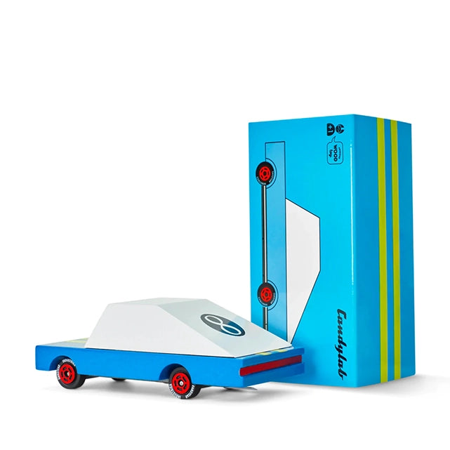 Candylab Blue Racer #8 Wooden Toy Car with box