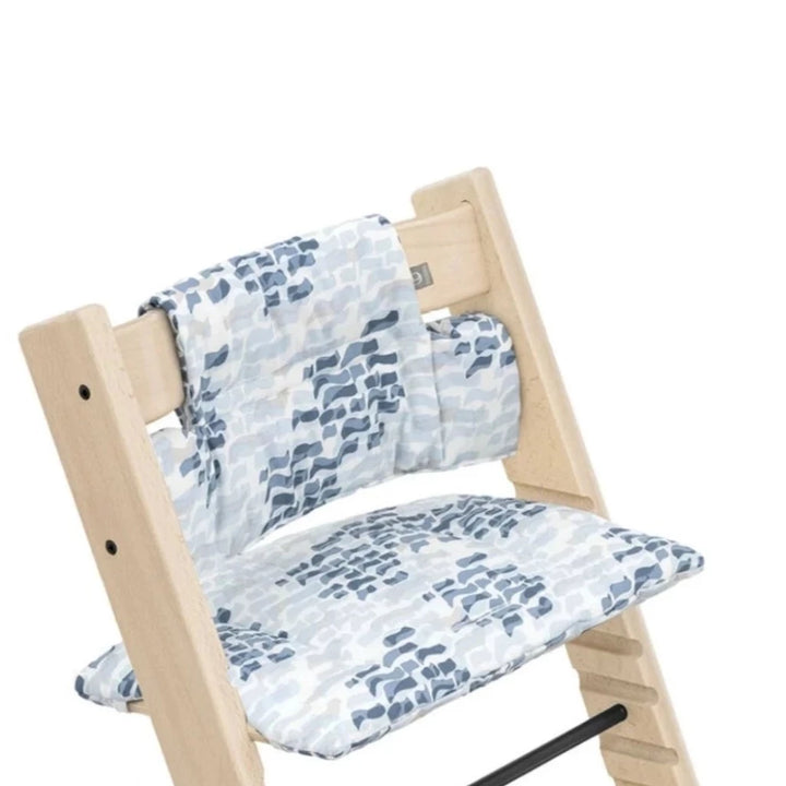 Waves Blue Stokke Tripp Trapp High Chair Cushion brings comfort to high chairs for babies