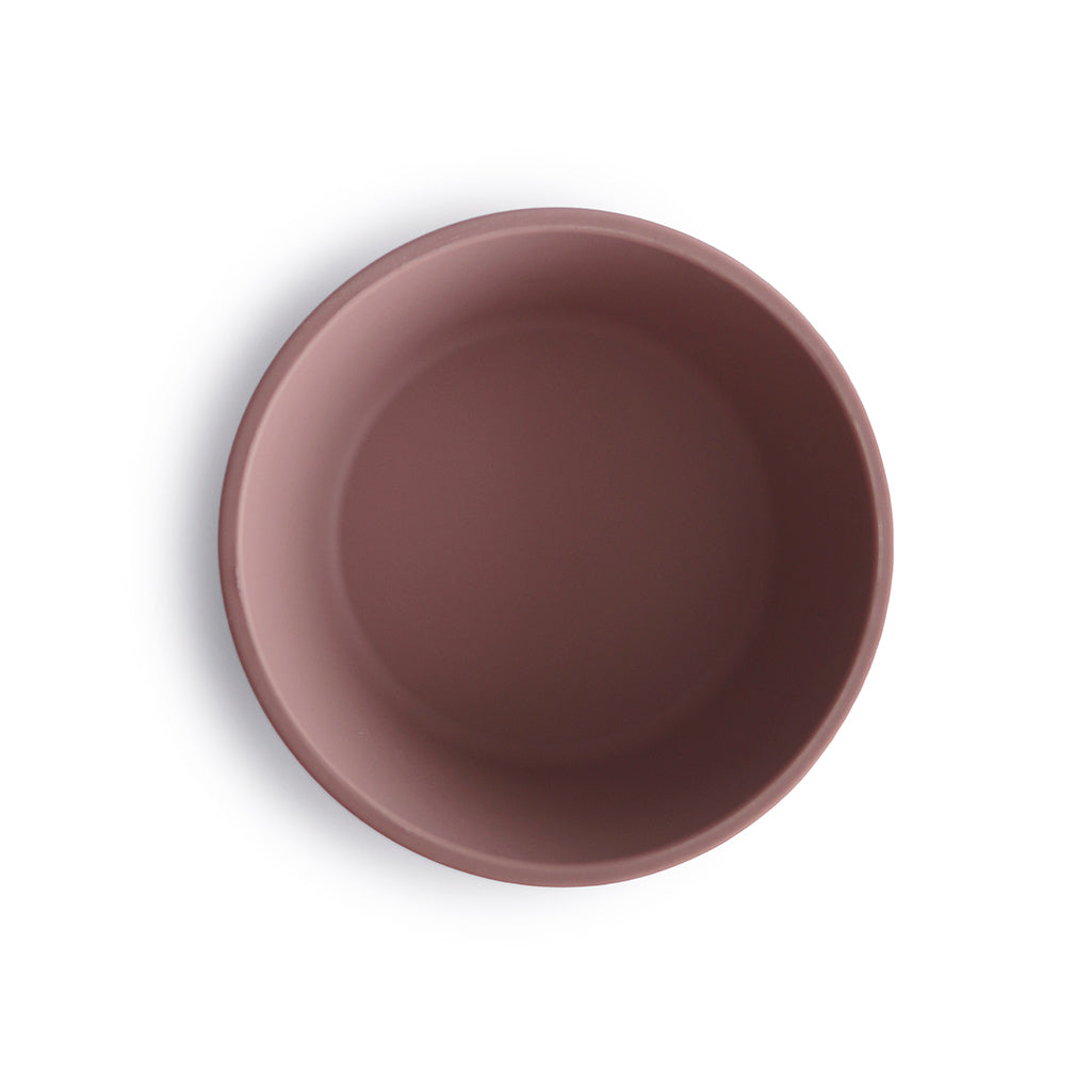 Mushie Suction Silicone Bowl in Mauve a gentle hue with a suction base to secure the bowl during mealtime