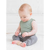 Baby wearing Colored Organics Cruz Jogger Pants in Pewter Grey
