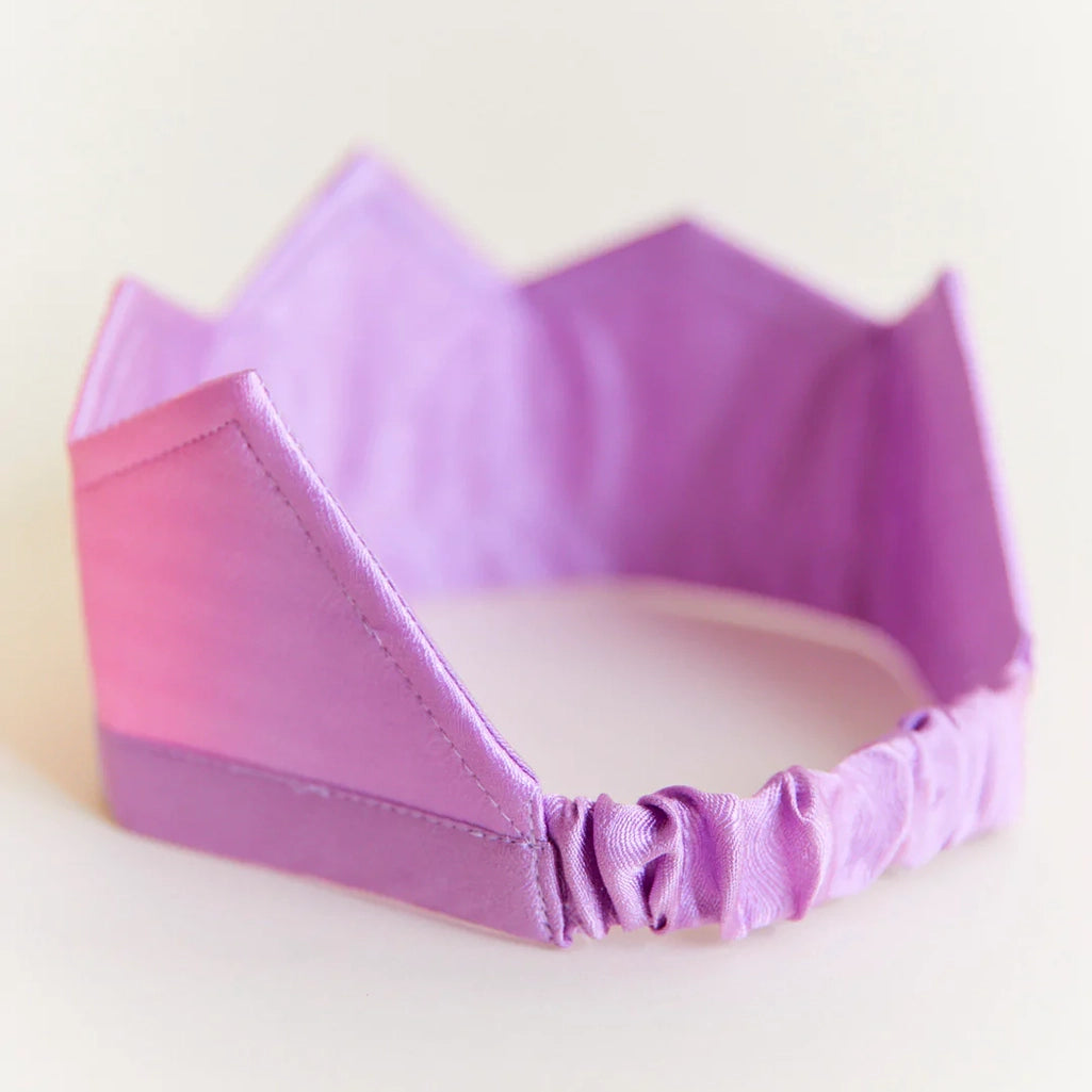 Sarah's Silk Blossom Silk Crown Children's Pretend Dress-Up Crown. Ombre pink and purple silk crown with elastic band.