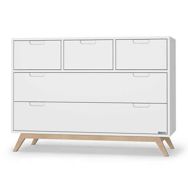 dadada White + Natural Soho 5-Drawer Dresser Children's Nursery Furniture