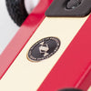 Close up of Decal on Red Candylab Drifter Nigel Children's Wooden Toy Car