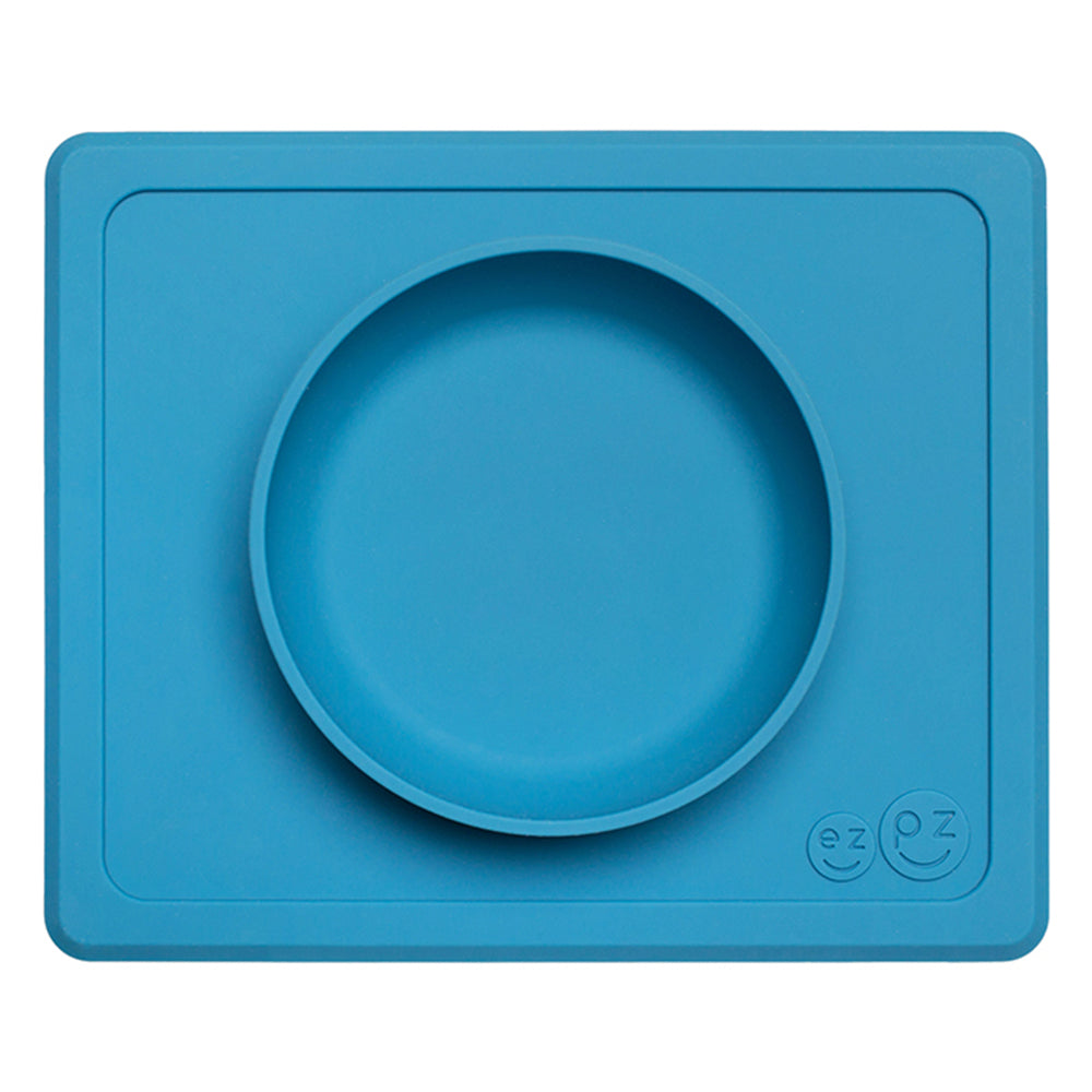 EZPZ Silicone Mini Bowl All-in-One Placemat and Bowl for Baby blue 