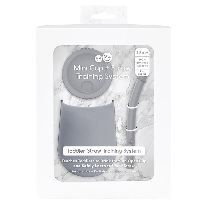 Packaged grey mini cup + straw