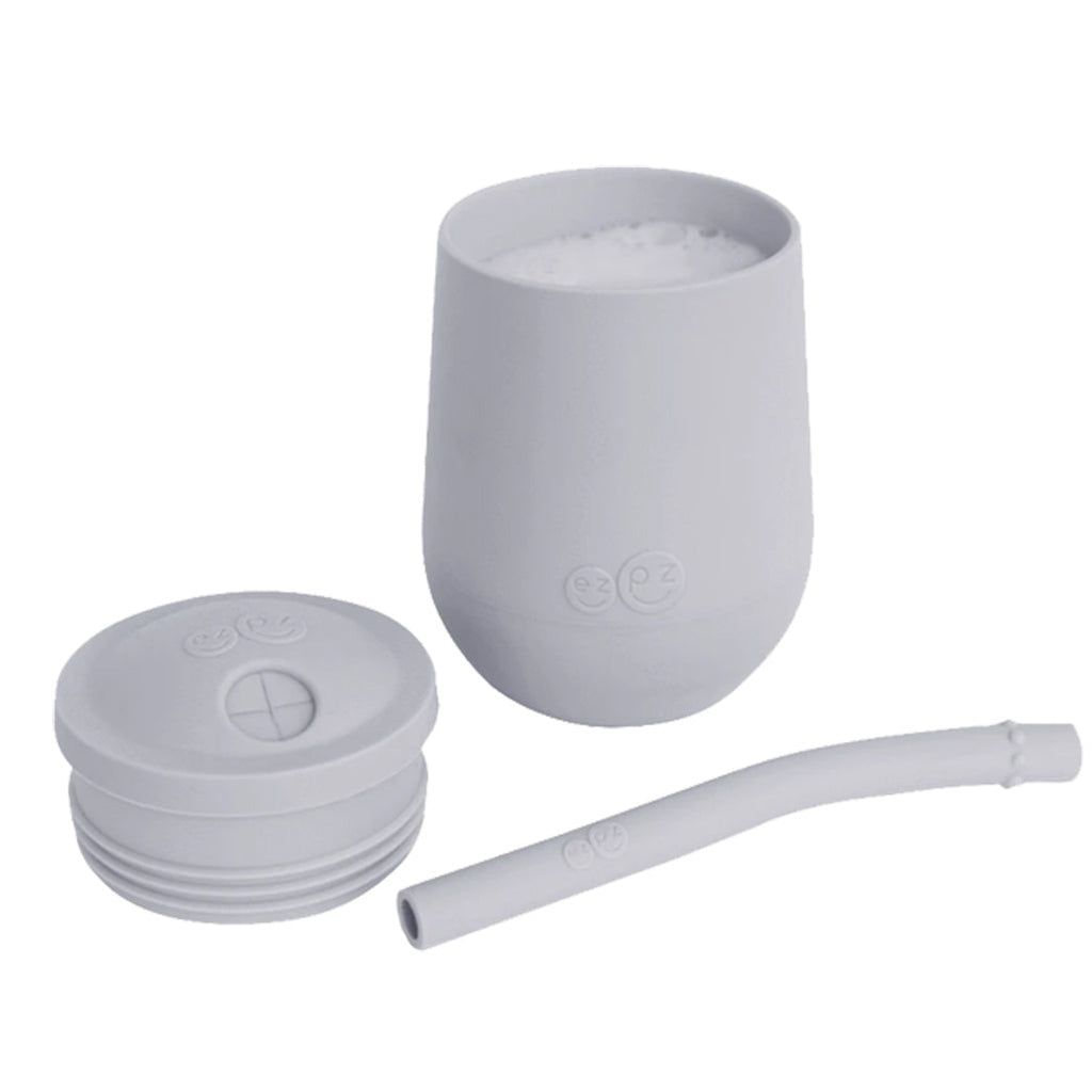 EZPZ Pewter Mini Cup + Straw Training System Children's Drinkware light grey