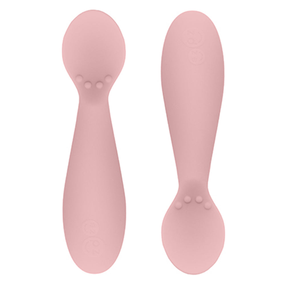 EZPZ Silicone Tiny Spoon Infant Baby Feeding Spoon Utensil Set 2-pack blush pink 