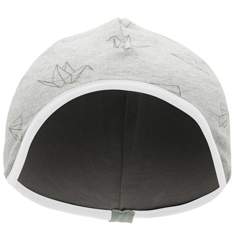 Finn + Emma 100% Organic Cotton Reversible Baby Cap origami crane grey white 