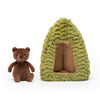 Jellycat Forest Fauna Bear Removable Stuffed Animal Children's Toy. Shown removed from tree house.