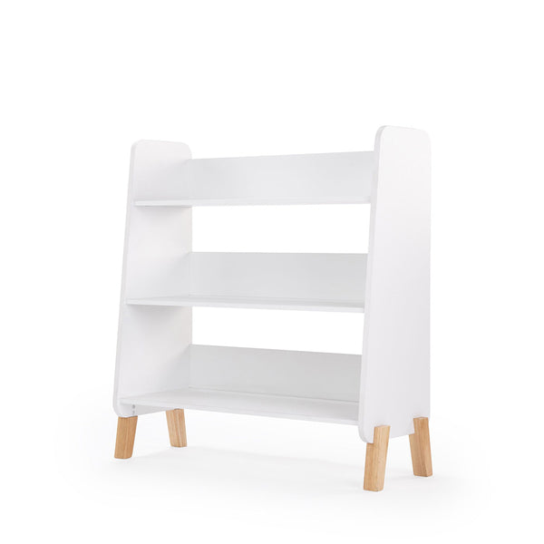 dadada White & Natural Muse Children's Nursery Bookshelf. White, three shelf bookcase with natural colored legs.