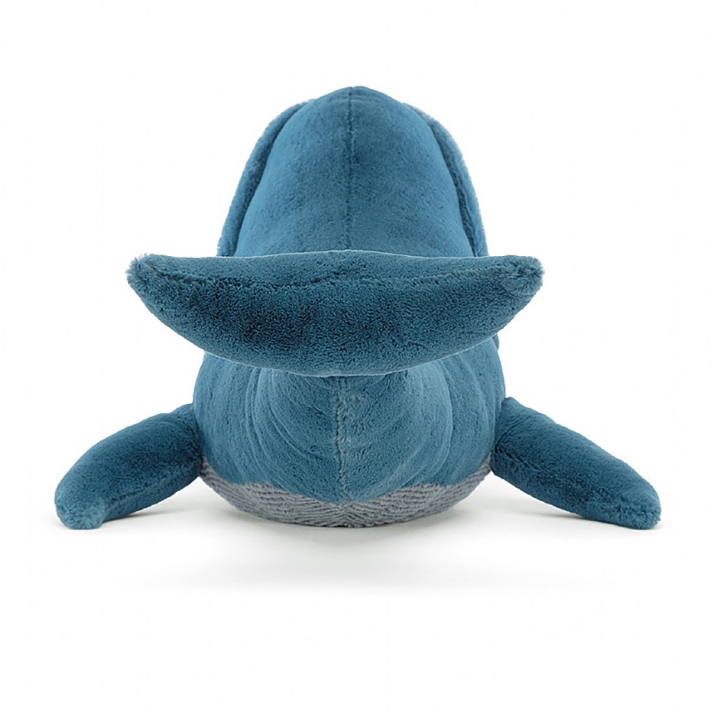 Rear view of Jelly cats Gilbert the Great Blue Whale Stuffed Animal 