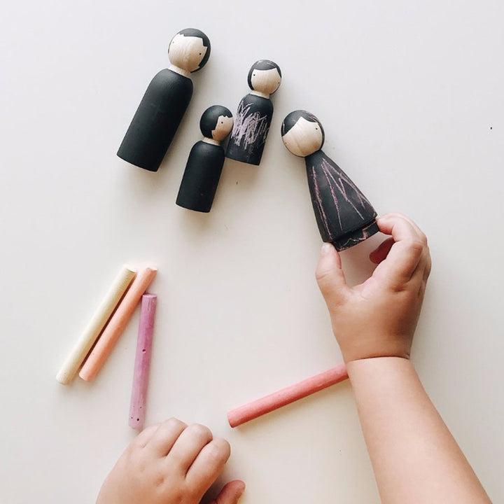 lifestyle_2, Goose Grease Chalk People Kid's Handmade Wooden Peg Doll Toy
