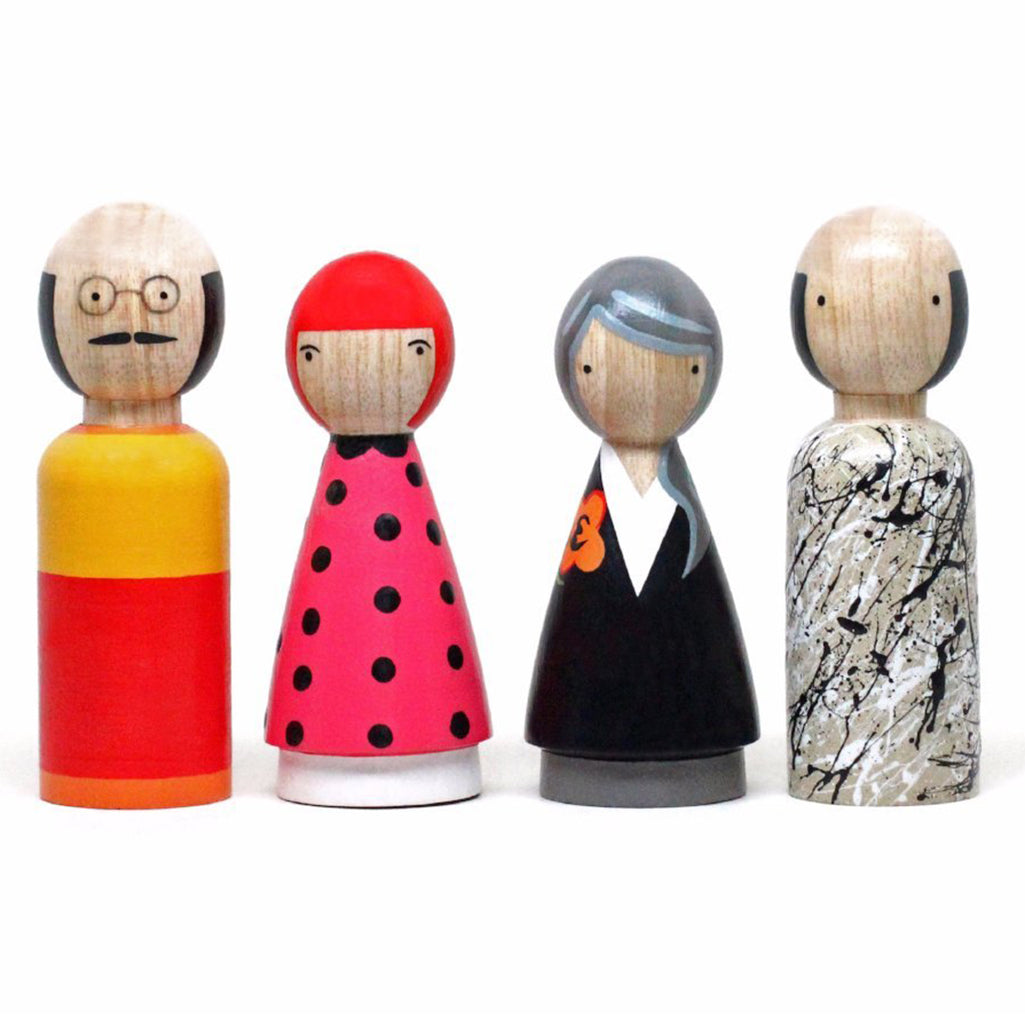 Goose Grease Modern Artists II Kid's Handmade Wooden Peg Doll Toy mark rothko kusama georgia okeefe joackson pollock