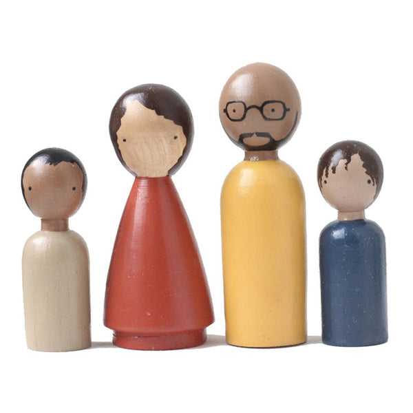 Goose Grease Organic Family II Kid's Handmade Wooden Peg Doll Toy