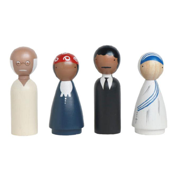 Goose Grease Peace Makers Kid's Handmade Wooden Peg Doll Toy gandhi harriet tubman mother teresa martin luther king jr