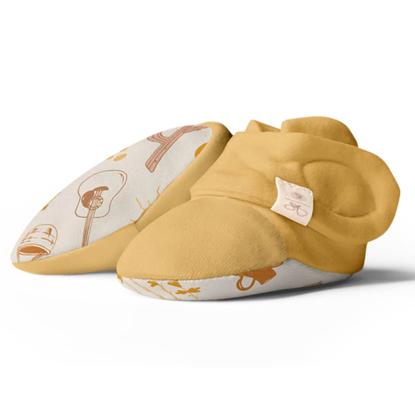 GoumiKids Ochre Booties Infant Stay On Boots dark yellow