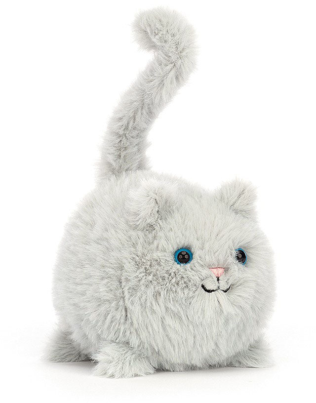 Jellycat Grey Kitten Caboodle Childrens Stuffed Animal Toy white blue eyes