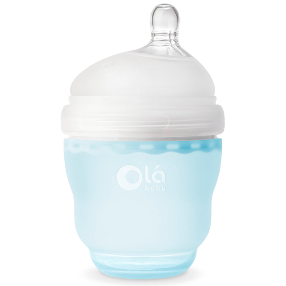 blue 4 ounce Olababy baby bottle, good bottles for newborns 